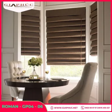 Rèm Roman Màu Nâu Gỗ Phong Cách Tự Nhiên