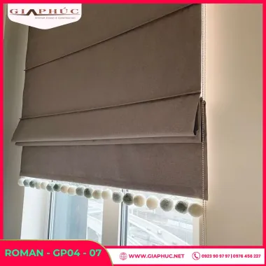 Rèm Roman Màu Xám Tro Phong Cách Tối Giản