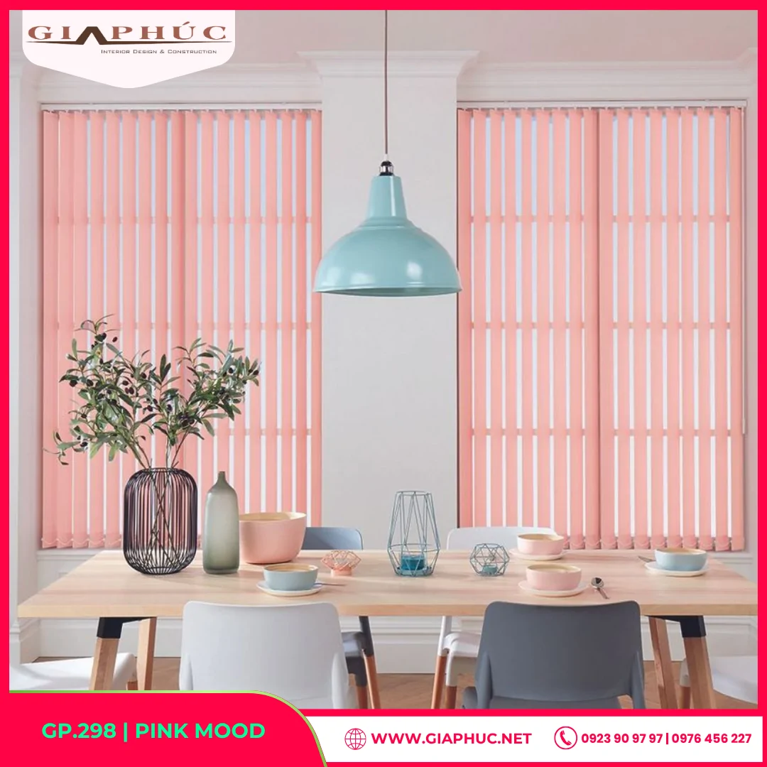 Rèm Sáo Lá Dọc Màu Hồng Pastel – Pink Mood